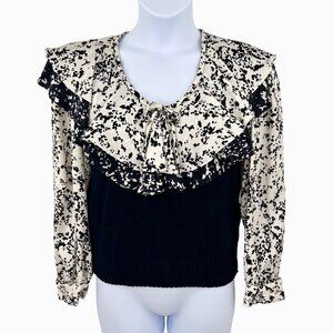 VTG 80's ANTHONY SICARI SILKY SLEEVE DOUBLE RUFFLE SWEATER TOP - 12 - USA!